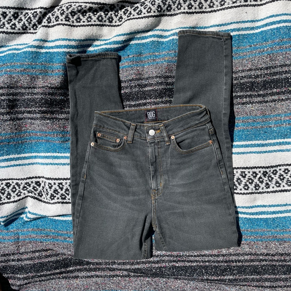 Grey Sraight Leg BDG Girlfriend High-Rise Jeans